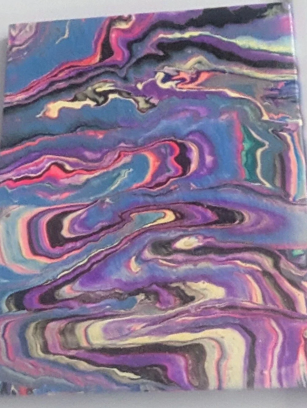 Abstract Fluid Pour Painting Purple Pink Acrylic 8
